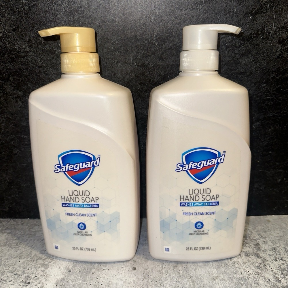 (2) Bottles Safeguard Micellar Liquid Hand Soap Fresh Clean Scent 25 oz Each